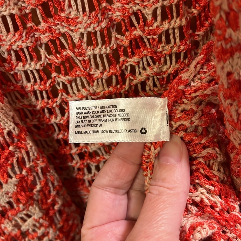 Dark Orange, Tan/Off White, Vest With Fringe View 4